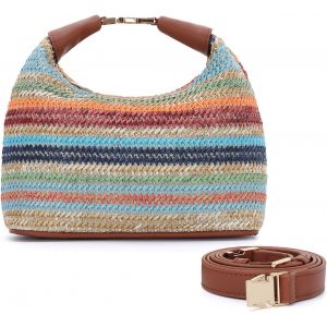 RFCBC-Women`s Raffia Woven Straw Purse - Sac de Plage à Bandoulière d`été avec Poignée Supérieure, Petit Sac à Main à Sacoche pour les Vacances et l`utilisation Quotidienne - Neuf