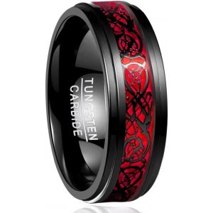 Tianyi-Bague Homme Dragon Celtique, Anneau En Tungstène Avec Fibre De Carbone, 8mm, Bague/Bleu/Or/Noir/Rouge - Neuf