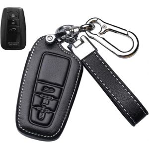 &Eacute;tui de Protection pour cl&eacute; de Voiture-en Cuir de Vachette-pour Toyota Camry Corolla Avalon Prius C-HR RAV4-Noir D - Neuf