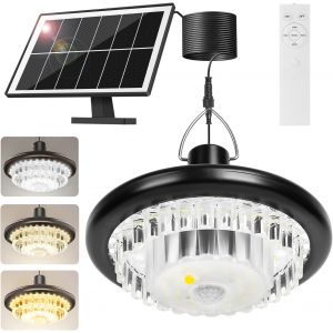 Lampe Solaire Int&eacute;rieur Ext&eacute;rieur Avec 248 Led Haute Luminosit&eacute;, 3 Modes Avec Capteur De Mouvement, 3 Temp&eacute;ratures De Couleur, &Eacute;clairage 360&deg; Pour Jardin, Garage, Pergola, Garage - Neuf