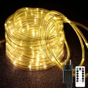 Kal-20m 200 Leds Tube Led Blanc Chaud, Guirlande Lumineuse Led Ext&eacute;rieur Avec Minuterie, 8 Modes Et Luminosit&eacute; Intensit&eacute; Variable,Tube Lumineux &Eacute;clairage De Noel, D&eacute;coration, F&ecirc;te - Neuf