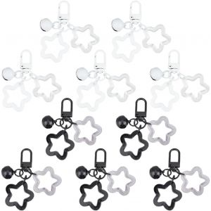 Kalanka-Porte Cl&eacute;s &Eacute;toile En Acrylique 10 Couleurs Noir Et Blanc Pentagramme &Agrave; Cinq Branches Pendentif Fermoir Pour Sac &Agrave; Main Femme Homme Voiture Sac &Agrave; Dos D&eacute;coration - Neuf