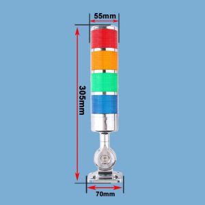 Lumière De Pile Rotative 180 Rouge Ambre Vert Voyant D'avertissement Industriel Pour Machine Cnc Dc12-24v Ac110-220v Lumière Clignotante Constante Led - Type 4 Layers-Sliver-Ac110-220v-Buzzer - Neuf