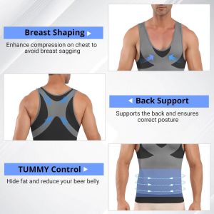 Subzonal-Débardeur Compression Homme,Manches Courtes Pour Hommes Maillot De Corps Ventre Plat Minceur Gilet Invisible Amincissant Sans Manches Body Shaper Tee Shirt - Neuf