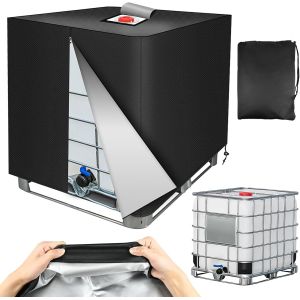 NouvelHorizonstore-Bache pour Cuve 1000L, Housse de r&eacute;servoir IBC 420D avec Fermeture &Eacute;clair, Housse de Protection IBC avec Fermeture, Anti-UV Anti-Poussi&egrave;re Bache de Reservoir d'eau, 120x100x116cm ( - Neuf