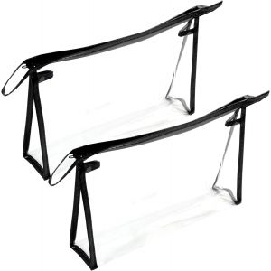 KALANKA-2 PCS Trousse de Toilette Transparente 24x16 cm, Kit de Voyage pour Avion, Sac 1 Litre Liquides, Conforme R&egrave;glements A&eacute;riens, Fermeture &Eacute;clair, Renfort Cuir - Neuf