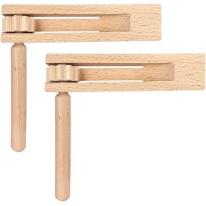 KALANKA-Tambour Enfant 2 Pièces Crecelle en Bois Instrument de Musique Bebe Jouets À Cliquet en Bois pour Enfants Ratchet en Bois Tambour Bebe pour Événements Sportifs - Neuf