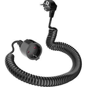 TIANYI-Câble de Rallonge Schuko, Câble Spiralé à Contact de Protection Extensible de 1,26 m à 8 m Max, câble d'extension IP20 (230 V/16 A), Rallonge de Contact Protection, Câble Spiralé 3 x 1,0 mm², - Neuf