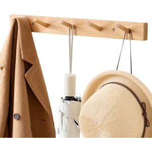 Porte Manteau Mural en Bois de Noyer, 50cm Patere Portemanteaux pour Vestes, Manteaux, Foulards, Sacs, 5 Crochets Porte manteau en Bois pour Chambre &agrave; coucher - Neuf