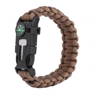 Outdoor Paracod Bracelet Kit Survie Bracelet Camping Gear Avec Boussole Et Sifflet (Marron) - Neuf