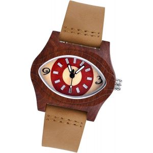 Eryi-Montre À Quartz En Bois De Bambou, Montre En Bois Naturel Pour Homme Et Femme, Bracelet En Cuir De Vache, Cadran Carré En Bois De Bambou Carbonisé, Montre Décontractée Décorative - Neuf