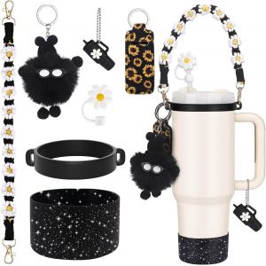 Lot De 7 Accessoires Stanley Cup-Avec Sangle De Poignée Pour Bouteille D'eau,Bottes En Silicone,Couvercle De Paille En Silicone,Accessoires Pour Stanley Cup-800 Ml-1100 Ml.[B1579] - Neuf