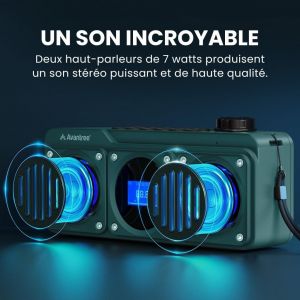 Boombyte - Radio Fm Portable Avec Enceinte Bluetooth, Deux Haut-Parleurs (14W), Volume &Eacute;lev&eacute;, Son St&eacute;r&eacute;o, Emplacement Pour Carte Micro Sd, Avec Port Usb, 11H Rechargeable Lecteur Mp3 - Bleu - Neuf