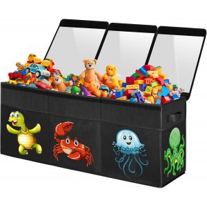 Ulteronixshop-Yohoolyo Coffres &Agrave; Jouets Bo&icirc;te De Rangement Pour Enfant Pliable 123l 94 X 41 X 32 Cm En Tissus 600d Oxford Avec Couvercle Transparent Amovible Pour Chambre D'enfant (Animaux Marins) - Neuf