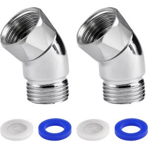 ChenQuanSarl-2 Pièces Adaptateur De Douchette À 135 °Coude 1/2"", Adaptateur De Tuyau Dee Douche Avec Joint En Caoutchouc, Adaptateur De Pommeau De Douche Laiton Douchette, Adaptateur Tête Pivotante P - Neuf
