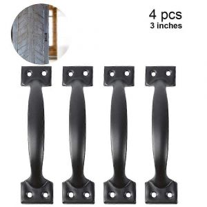 -sj-black 3 pouces 4pcs poignées de porte de grange poignées de porte pour clôtures en bois poignée d'armoire vintage tirer pour armoire de cuisine meubles tiroir armoire - Neuf