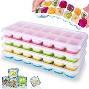 Kal-Bac À Glaçons, Lot De 4 Moules À Glaçons En Silicone Avec Couvercle, Facile À Démonter, Empilable Et Réutilisable, Certifié Lfgb Et Sans Bpa Pour Nourriture Bébé, Whisky, Cocktail, Boissons - Neuf