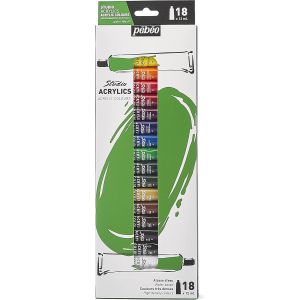 Pebeo High Viscosity Studio Acrylics - Nouvel Ensemble De 18 Couleurs Dans Des Tubes De 12 Ml - Neuf