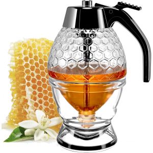 Bhhbb-Distributeur De Miel En Plastique De Qualité Supérieure Avec Support ¿ Design Anti-Goutte ¿ Pot À Miel De 236,8 G Avec Cuillère ¿ Parfait Pour Le Sirop D'érable ¿ Couvercle Rabattable ¿ Pot À - Neuf
