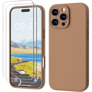 3 En 1 Iphone 16 Pro Max Coque Silicone Liquide 6.9""- Avec 2 Verre Tremp&eacute; - &Eacute;tui Protection Pr&eacute;cise De Cam&eacute;ra [R&eacute;sistant Aux Rayures] [Antid&eacute;rapant] Iphone 16 Pro Max Case, Kaki - Neuf
