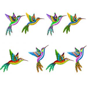 Ensemble De 8 D&eacute;corations Murales En M&eacute;tal Repr&eacute;sentant Des Colibris Pour Jardin Ext&eacute;rieur - Neuf
