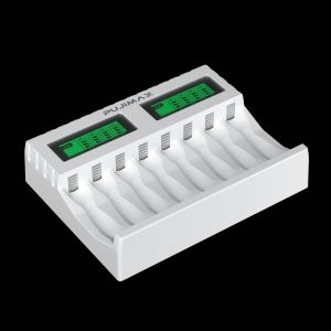 Pujimax-Chargeur De Batterie Aste À 8 Emplacements,Adapté Aux Piles Aaa Et Aa,Protection Contre Les Courts-Circuits,Affichage Led,Ni-Laissée,Ni-Cd,Chargeur Usb--White - Neuf