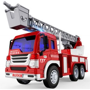 KAJGL-Gros Camion De Pompier,Xxl Grand Enfant Jouet Avec Sonore,Lumineux Et Échelle Pivotante De Sauvetage Extensible,Voiture Pompier Jouets Cadeau Anniversaire Enfant 3 4 5 6 7 8 Ans-Rouge - Neuf