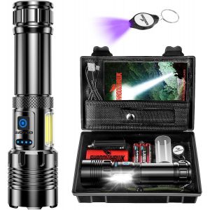 Mevronisshop-Lampe Torche 1000000 Lumens, Xhm90.2 Lampe Torche Led Ultra Puissante Avec Lampe Latérale Cob, Lampe De Poche Rechargeable, 7 Modes & Ip67 Lampe Tactique Pour Camping, Randonnée Et Urgen - Neuf