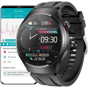 Montre Connect&eacute;e Ecg Homme, 1,43"" Amoled Montre Intelligente Pour Composer R&eacute;pondre Aux Appels, Smartwatch Avec Spo2 Fr&eacute;quence Cardiaque, Message Notification Pour Android Ios - Neuf