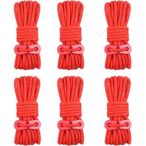 Eryi-Corde De Tente Réfléchissante 4 M Corde Nylon Avec Tendeur En Aluminium Léger ¿4mm Ficelle 6 Pièces Pour Bâche Fixation Camping (03 Rouge - 6 Pièces - ¿4mm) - Neuf