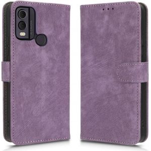 Mdy-Housse Pour Nokia C22 Etui, Rfid Protect Pu/Tpu Cuir Coque Magnétique Portefeuille, Violet - Neuf