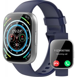 Montre Connectée Homme Femme Avec Appel Bluetooth, 1.95"" Hd Smartwatch Avec 100+ Modes Sportifs, Montre Connectee Sport Etanche Ip68 Avec Podometre/Sommeil/Cardiofrequencemetre Pour Android Ios, Bleu - Neuf