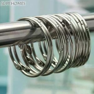 12Pcs rideau de douche anneaux coulissants crochets de rideau pinces de tige ronde anneaux de rideau de douche en acier inoxydable accessoires de salle de bain - Neuf