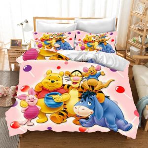Parure De Lit Winnie L'ourson Et Tigrou, Housse De Couette De Luxe, King Size, En Coton, Imprime Dessin Anime 3d, Pour Enfants - Neuf
