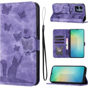 Kal-Coque Pour Samsung Galaxy A06 4g/5g (6,7 Pouces) 5g Housse De Protection Premium Pu Cuir Portefeuille Protection Porte Carte Fonction Support Flip Case Pour Samsung Galaxy A06 -Violet - Neuf