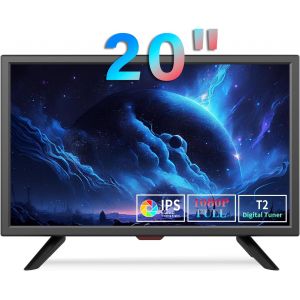 MEVRONISSHOP-20 Pouces Freeview LED TV, Tuner TV num&eacute;rique DVB-T2 int&eacute;gr&eacute;, entr&eacute;e AV, entr&eacute;e HDMI/VGA, Port USB, t&eacute;l&eacute;commande, Adaptateur pour Voiture (12 Volts) et Adaptateur Secteur - Neuf