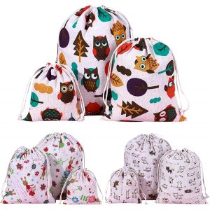 Mevronisshop-Pochon Tissu, 9 Sac Tissu Cordon, Réutilisables Sac Cadeau Avec Cordon, Beau Petit Sachet Tissu, Pochette Bijoux Pochon Coton Pour Cadeaux Collations Bijoux Cosmétiques Mariages Fêtes No - Neuf