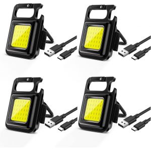 HLJHJ-Mini Led Lampe de Travail 4 Pièces Étanche 500 Lumens Lumière Mécanique Magnétique Portable avec Charge Usb Torche Cob pour Camping Réparation D'urgence - Neuf