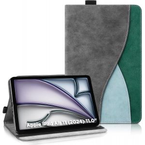 &Eacute;tui Coque Pour Ipad Air 11 Pouces M3/M2 (2025/2024) - &Eacute;tui Housse De Protection Cuir Pu Avec Fonction Support/Portefeuille Coque Tablette Ipad Air 11 (Gris Fonc&eacute;) - Neuf