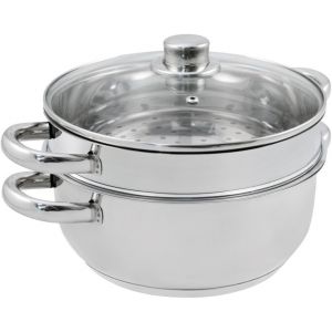 Subzonal-Baumalu - Combin&eacute; Vapeur 2 Corps - Acier Inoxydable - Tous Feux Dont Induction - Cuiseur Compos&eacute; D'un Faitout, Compartiment Perfor&eacute; Et Couvercle En Verre - Poign&eacute;es Fixes - &Oslash;24cm - Neuf