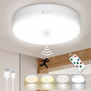Kal-Plafonnier Led Rechargeable Plafonnier Detecteur De Mouvement Interieur Avec Télécommande Plafonnier Rechargeable Usb Pour Extérieur Salle De Bain Balcon Garage - Neuf