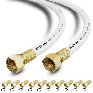 RG6 Coaxial Cable 30 m Satellite TV Antenna F Male Extension Cable for HDTV, Radio, Full HD with 10 F Compression Connectors - Neuf