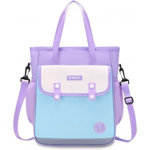 3 En 1 Sac Bandoulière Sac À Dos Enfant Sac À Main Cartables Scolaires Cartable Sac À Dos De Blocage Des Couleurs Style Britannique Sacs À Dos Loisir Garçon Filles Sac D'École Bleu Violet - Neuf