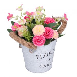 HJLIAN Arrangement de fleurs artificielles en pot, decoration pour etagere, bureau, table, rose rouge - Neuf