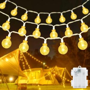 KAL-Guirlande Lumineuse D'Extérieur - 6 M - 40 Led - Boule De Cristal - Avec Minuterie De 6 H - Étanche Ip65 - Pour Noël, Chambre À Coucher, Mariage, Anniversaire - Décoration Intérieure Et - Neuf