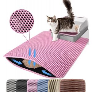 Cmws-Tapis De Litière Pour Chat, 75x55cm, Tapis Double Couche Étanche En Nid D'abeille, Antidérapant Et Durable, Xl, Rose - Neuf