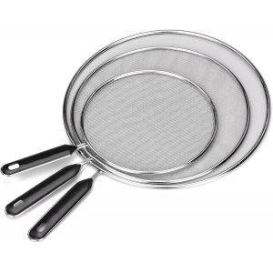 Eryi-3 Pièces Protection Anti-Éclaboussures Couvercle Anti Projection En Acier Inoxydable Avec Poignée Projection Cuisine 19cm 25cm 29cm Pour Une Variété De Poêles À Frire - Neuf