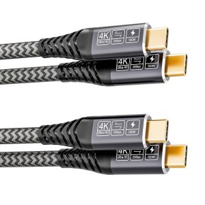 CLOUDDS-Câble Usb C Vers Usb C 50 Cm,[0,5M/Lot De 2] 100W Usb 3.2 Gen2 Charge Rapide,Transmission De Données 20 Gbps,Vidéo 4K/5K@60Hz Câble Usb C Display Pour Macbook,Hub,Dock,M3,Ssd,Egpu,Monitor - Neuf
