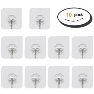 Patère adhésive transparente pour serviettes et torchons - 10pcs - Neuf
