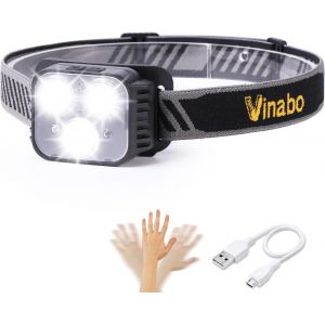 Lampe Frontale Rechargeable, Lampe Frontale Led Ultra Puissante D&eacute;tecteur De Mouvement, 6 Modes D'&eacute;clairage, R&eacute;glable &Eacute;tanche L&eacute;ger Pour Camping,Cyclisme, Course [Classe &Eacute;nerg&eacute;tique A+++] - Neuf